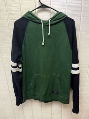 Abercrombie & Fitch Men’s Medium Hoodie Green/Navy Blue Sweatshirt Preppy Casual